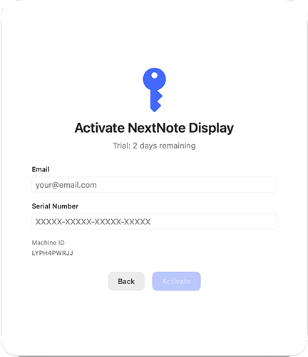 Licence activation dialog