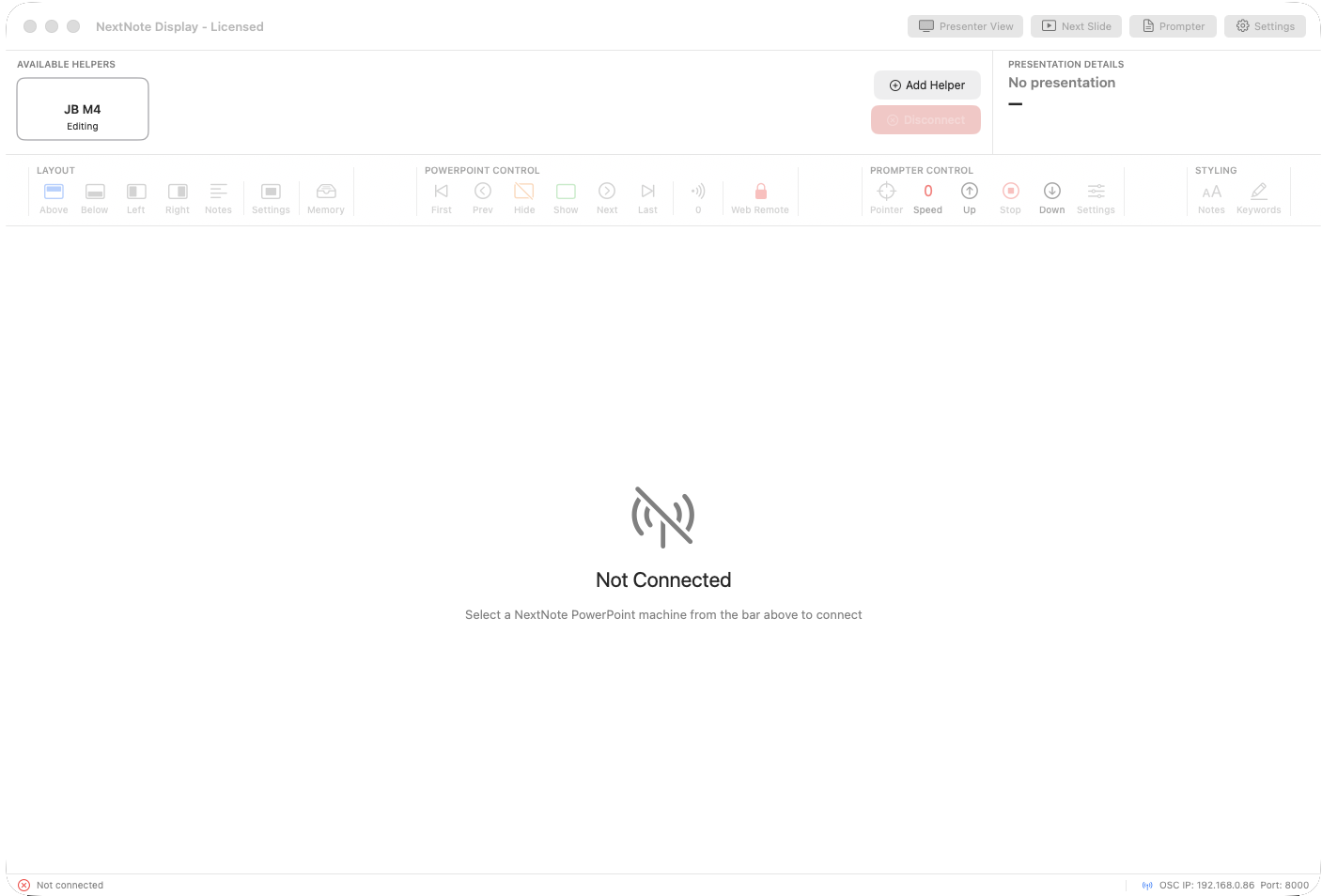 NextNote Display — full interface, not connected