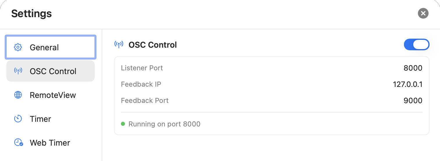NextNote OSC settings