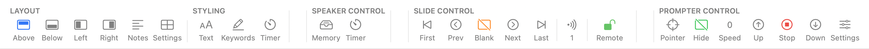 NextNote Display toolbar overview